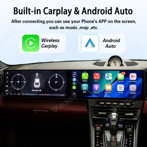 Android System Car Stereo Radio For Porsche 911 2012-2019 Auto Stereo Wireless Carplay GPS Navigation Multimedia Player Dual 12.3 Inch RHD Touch Screen 128GB