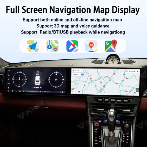 Android System Car Stereo Radio For Porsche 911 2012-2019 Auto Stereo Wireless Carplay GPS Navigation Multimedia Player Dual 12.3 Inch RHD Touch Screen 128GB
