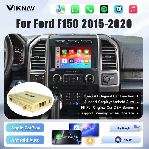 Viknav Linux Interface Decoder Box Upgrade for Ford F150 Raptor 2015-2020 Wireless CarPlay Android Auto GPS Navigation Original Car Radio Touch Screen