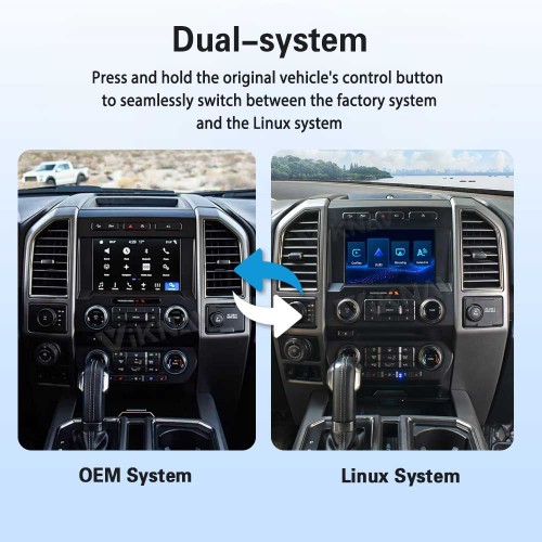 Viknav Linux Interface Decoder Box Upgrade for Ford F150 Raptor 2015-2020 Wireless CarPlay Android Auto GPS Navigation Original Car Radio Touch Screen