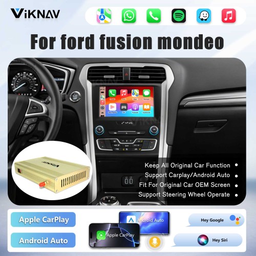 Viknav Linux Interface Decoder Box Upgrade for Ford Fusion Mondeo Wireless CarPlay Android Auto GPS Navigation Original Car Radio Touch Screen
