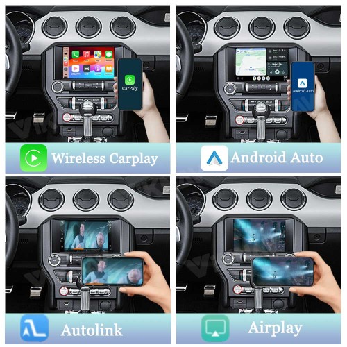 Viknav Linux Interface Decoder Box for Ford Mustang 2015 2016 Wireless CarPlay Android Auto GPS Navigation Original Car Radio Touch Screen