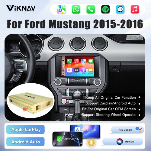 Viknav Linux Interface Decoder Box for Ford Mustang 2015 2016 Wireless CarPlay Android Auto GPS Navigation Original Car Radio Touch Screen