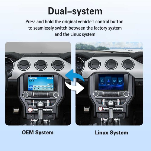 Viknav Linux Interface Decoder Box for Ford Mustang 2015 2016 Wireless CarPlay Android Auto GPS Navigation Original Car Radio Touch Screen