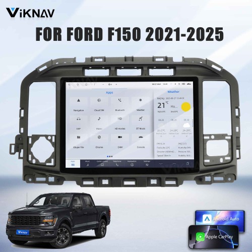 Viknav 13 Inch Car Radio Android For Ford F150 2021-2025 Stereo Wireless Carplay Android Auto Touch Screen GPS Navigation Multimedia player 128GB