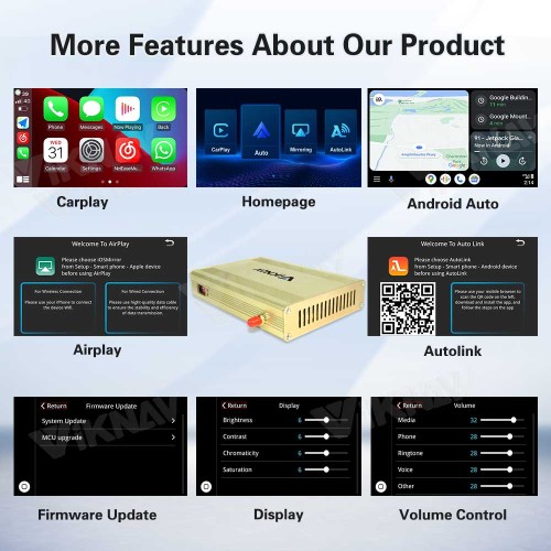 Viknav Linux Interface Decoder Box for Ford Fusion Mondeo 2012-2015 Wireless CarPlay Android Auto GPS Navigation Original Car Radio Touch Screen