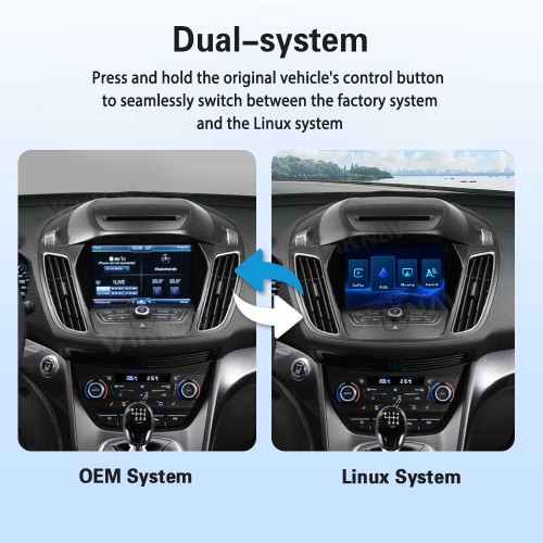 Viknav Linux Interface Decoder Box for Ford C-Max 2013-2015 Wireless CarPlay Android Auto GPS Navigation Original Car Radio Touch Screen