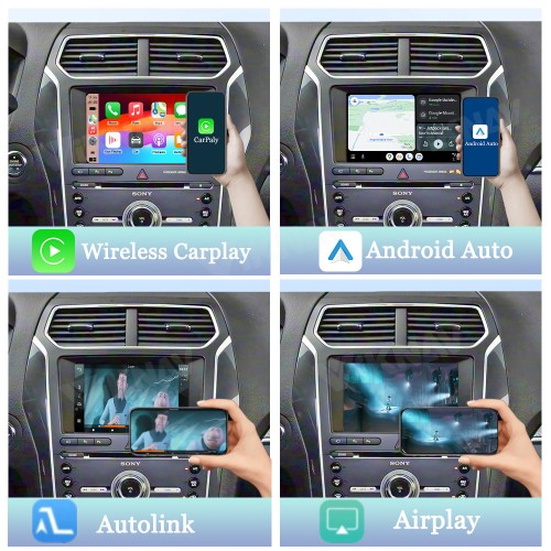 Viknav Linux Interface Decoder Box for Ford Explorer 2011 - 2016 Wireless CarPlay Android Auto GPS Navigation Original Car Radio Touch Screen