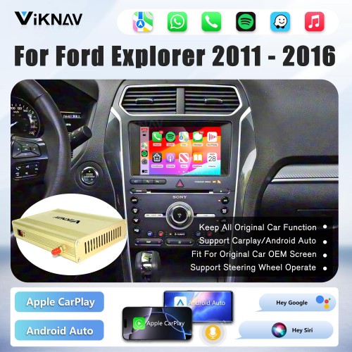 Viknav Linux Interface Decoder Box for Ford Explorer 2011 - 2016 Wireless CarPlay Android Auto GPS Navigation Original Car Radio Touch Screen
