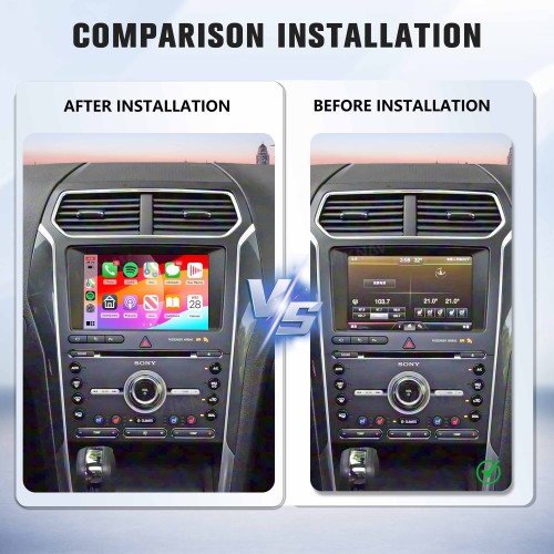 Viknav Linux Interface Decoder Box for Ford Explorer 2011 - 2016 Wireless CarPlay Android Auto GPS Navigation Original Car Radio Touch Screen