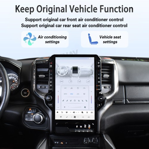 VIKNAV 14.4 Inch Android Car Stereo for Dodge Ram 2019 2020 2021 2022 2023 2024 Wireless CarPlay Android Auto GPS Navigation PLAYER