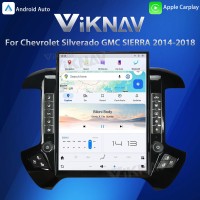 Viknav 15.6 Inch Car Radio For Chevrolet Silverado / GMC SIERRA 2014-2018 HD Touch Screen Android Head Unit Wirless Carplay GPS Navigation Player Autoradio (black 128GB)