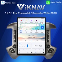Viknav 15.6 inch Large Screen Car Radio For Chevrolet Silverado / GMC SIERRA 2014-2018 Android Head Unit Wireless Carpaly GPS Navigation Multimedia Player Autoradio(silvery 128GB)