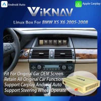 Viknav Linux System Interface Box For BMW X5 X6 2005-2008 CCC Wireless Apple CarPlay Android Auto Stereo Only Support Original Car Screen