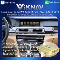 Viknav Linux System Interface Box For BMW 5 Series F10/11/07/18 7 Series F01/02/03/04 2009-2013 CIC Wireless Apple CarPlay Android Auto Stereo Only Support Original Car Screen