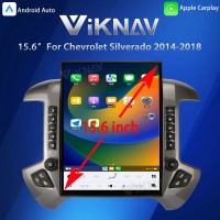 Viknav 15.6 inch Large Screen Car Radio For Chevrolet Silverado / GMC SIERRA 2014-2018 Android Head Unit Wireless Carpaly GPS Navigation Multimedia Player Autoradio(silvery 128GB)