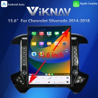 Viknav 15.6 Inch Car Radio For Chevrolet Silverado / GMC SIERRA 2014-2018 HD Touch Screen Android Head Unit Wirless Carplay GPS Navigation Player Autoradio (black 128GB)