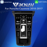 Viknav LCD Full Touch Dashboard Screen for Porsche Cayenne 2010-2017 Car Central Control Air Conditioning Vents Car Center Console Saddle(Black)