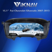 Viknav 15.1 Inch LCD Screen Car Digital Cluster For Chevrolet Silverado GMC Sierra 2007-2013 Linux System Car Digital Speedometer Dashboard Panel Instrument Panel Virtual Cockpit