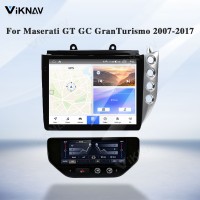 Android System 10 Inch Car Radio For Maserati GT GC GranTurismo 2007-2017 Auto Stereo Wireless Carplay GPS Navigation Multimedia Player RHD Touch Screen 128GB With Air Conditioning Panel(Silvery+AC)