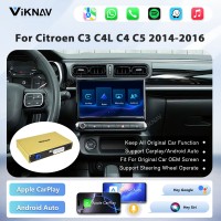 Viknav Linux System Decoder Box for Citroen Wireless CarPlay Android Auto Upgrade Interface Retain OEM CUE Screen & Functions