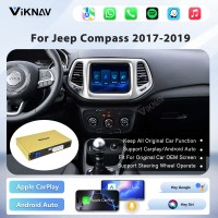 Viknav Linux System Decoder Box for Jeep Compass Wireless CarPlay Android Auto Upgrade Interface Retain OEM CUE Screen & Functions