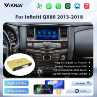 Viknav Linux System Decoder Box for Infiniti QX80 Wireless CarPlay Android Auto Upgrade Interface Retain OEM CUE Screen & Functions