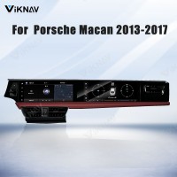 Android System 12.3 Inch+12.3 Inch Car Radio For Porsche Macan 2013-2017 Auto Stereo Wireless Carplay GPS Navigation Multimedia Player 128GB Dual Touch Screen(Bordeaux red)