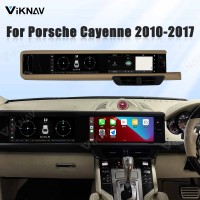 Android System 12.3 Inch+12.3 Inch Car Radio For Porsche Cayenne 2010-2017 Auto Stereo Wireless Carplay GPS Navigation Multimedia Player 128GB RHD Dual Touch Screen (Beige)